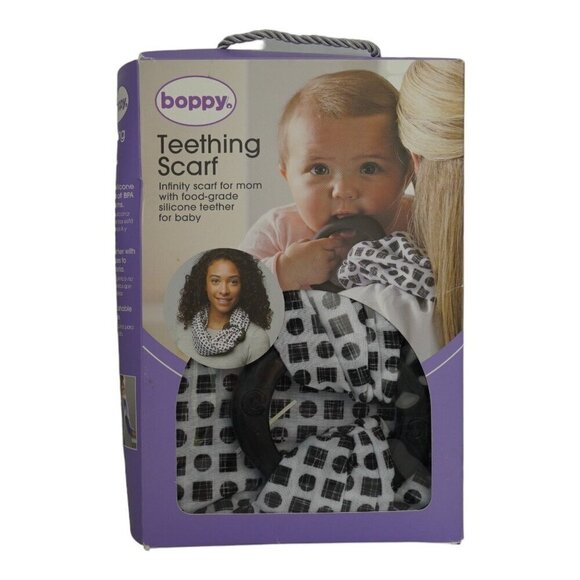 NWT Boppy Teething Scarf, Black and White‎ Geometric Design - Picture 2 of 4